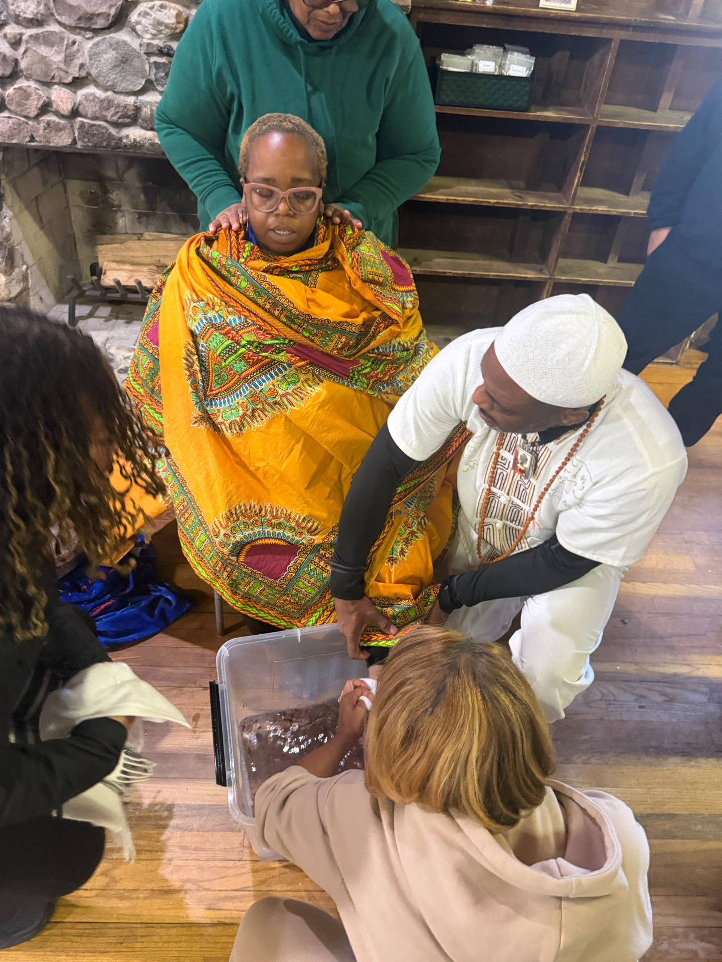 A moment from the SoulTribes ritual at Camp Cavell — the circle of care