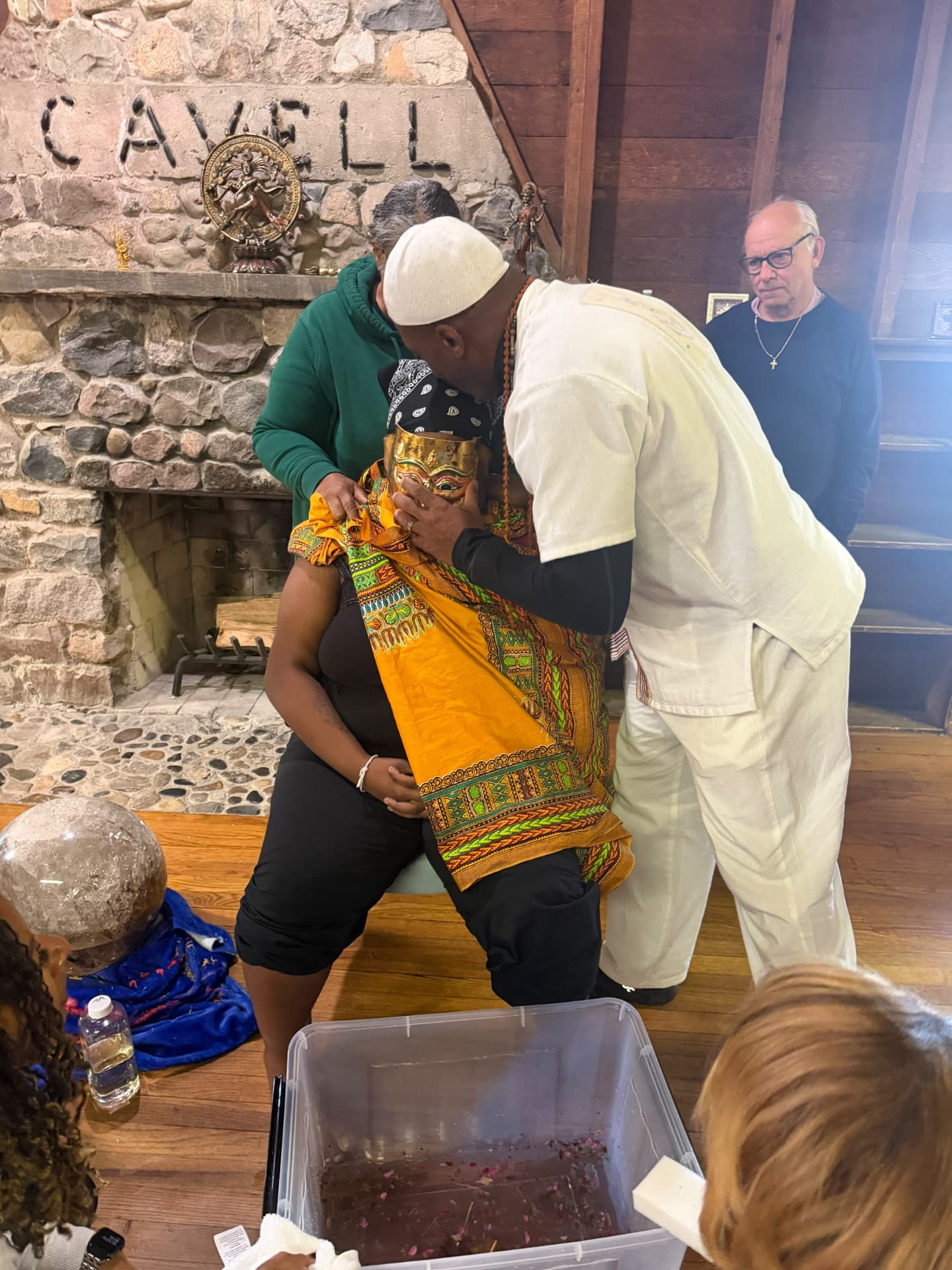 A moment from the SoulTribes ritual at Camp Cavell — surrendered in stillness